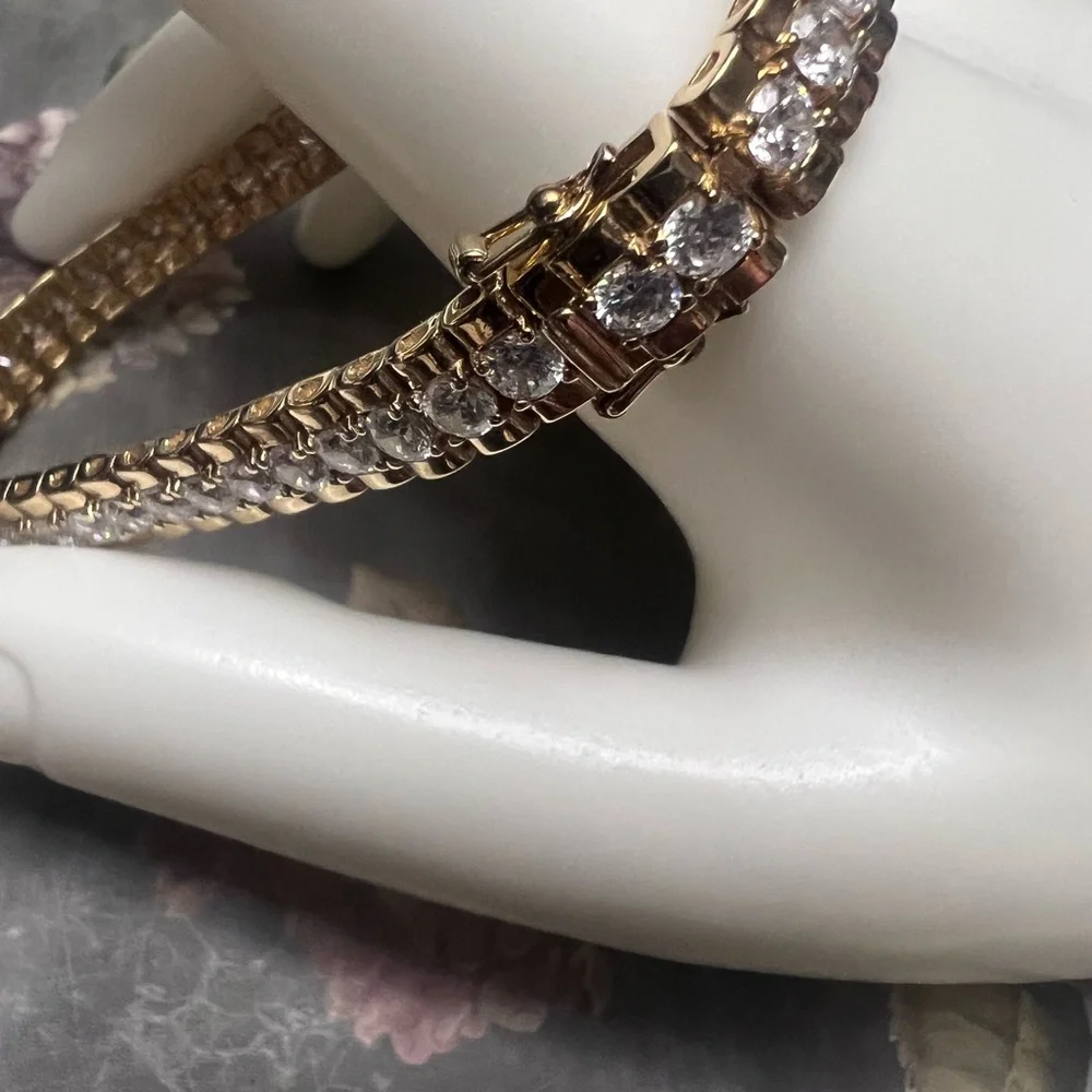Bronze Italy 14kt gold plating Sterling Silver Bracelet with crystal stones. - Picture 3 of 6